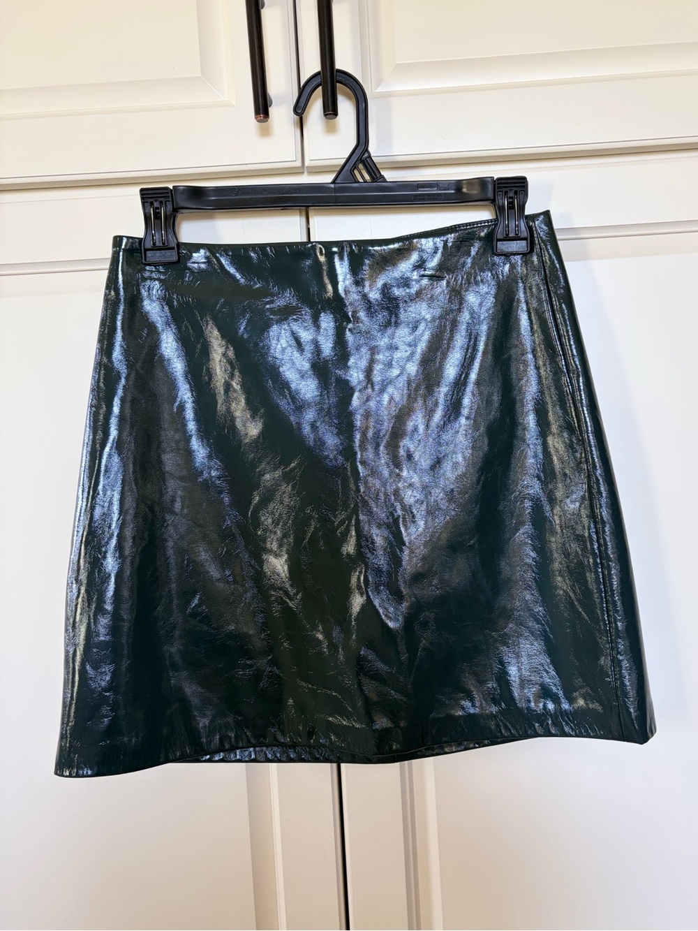 Gianni Bini Dark Green Faux Leather A-Line Mini Skirt- Women’s Small